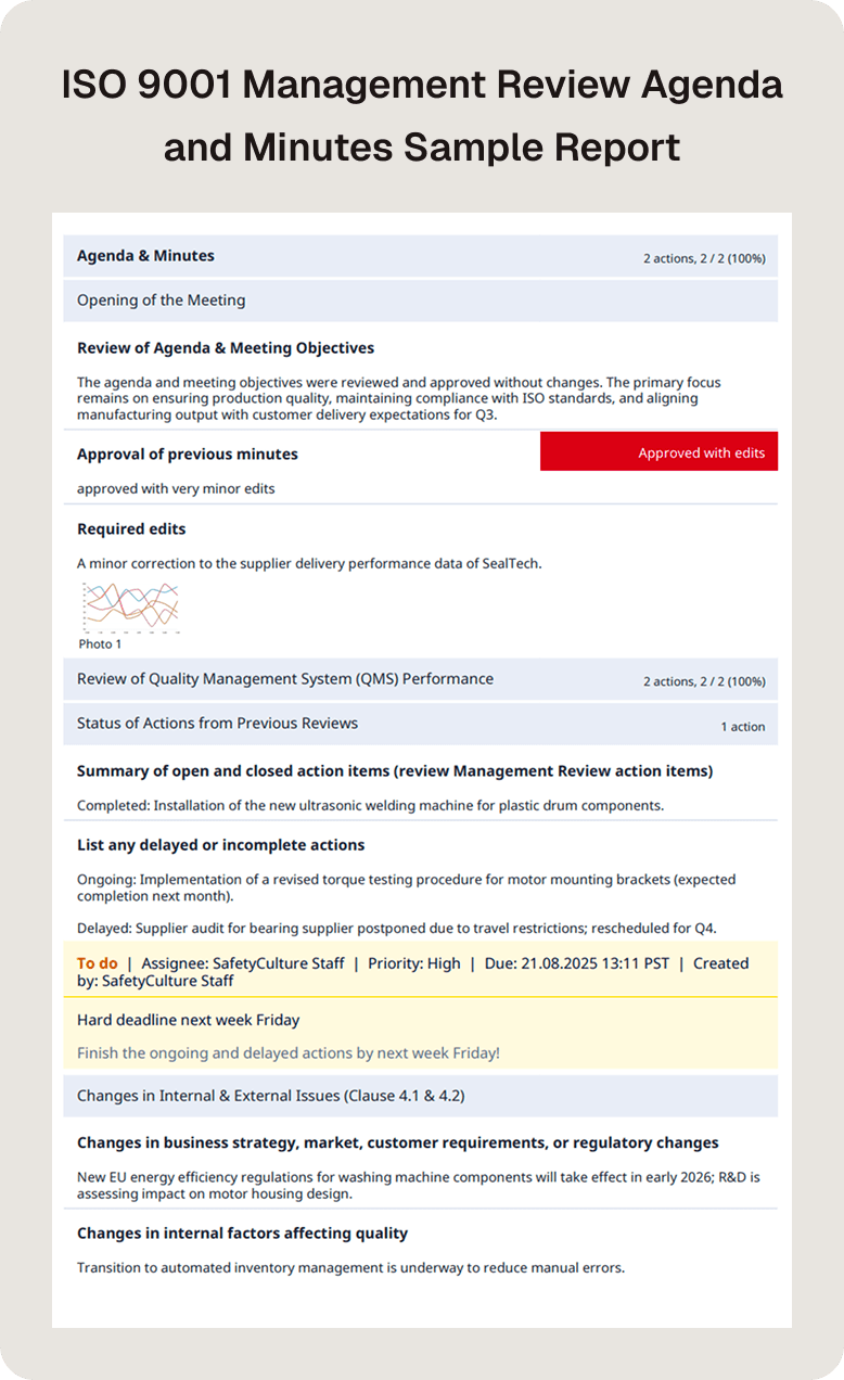 ISO 9001 Management Review Agenda and Minutes Template PDF Sample