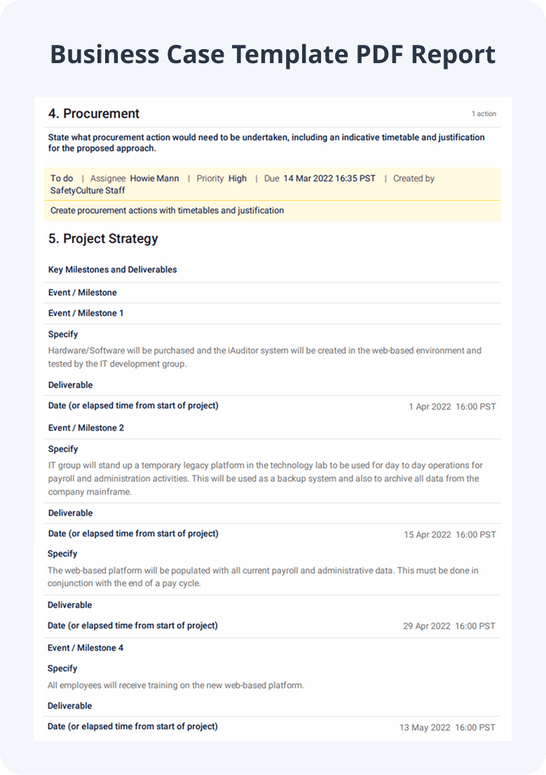 Business Case Template PDF Report