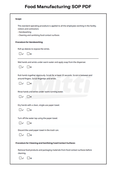 Food Manufacturing SOP PDF