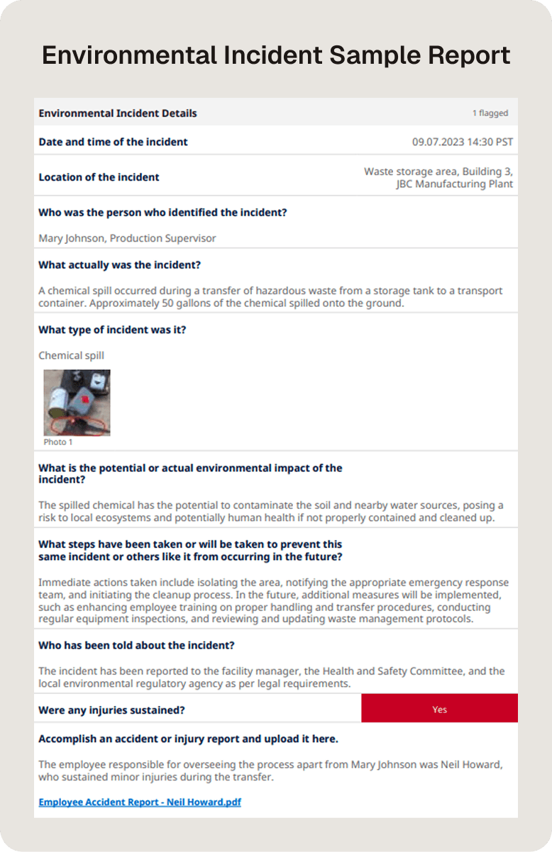 Environmental Incident Sample Report