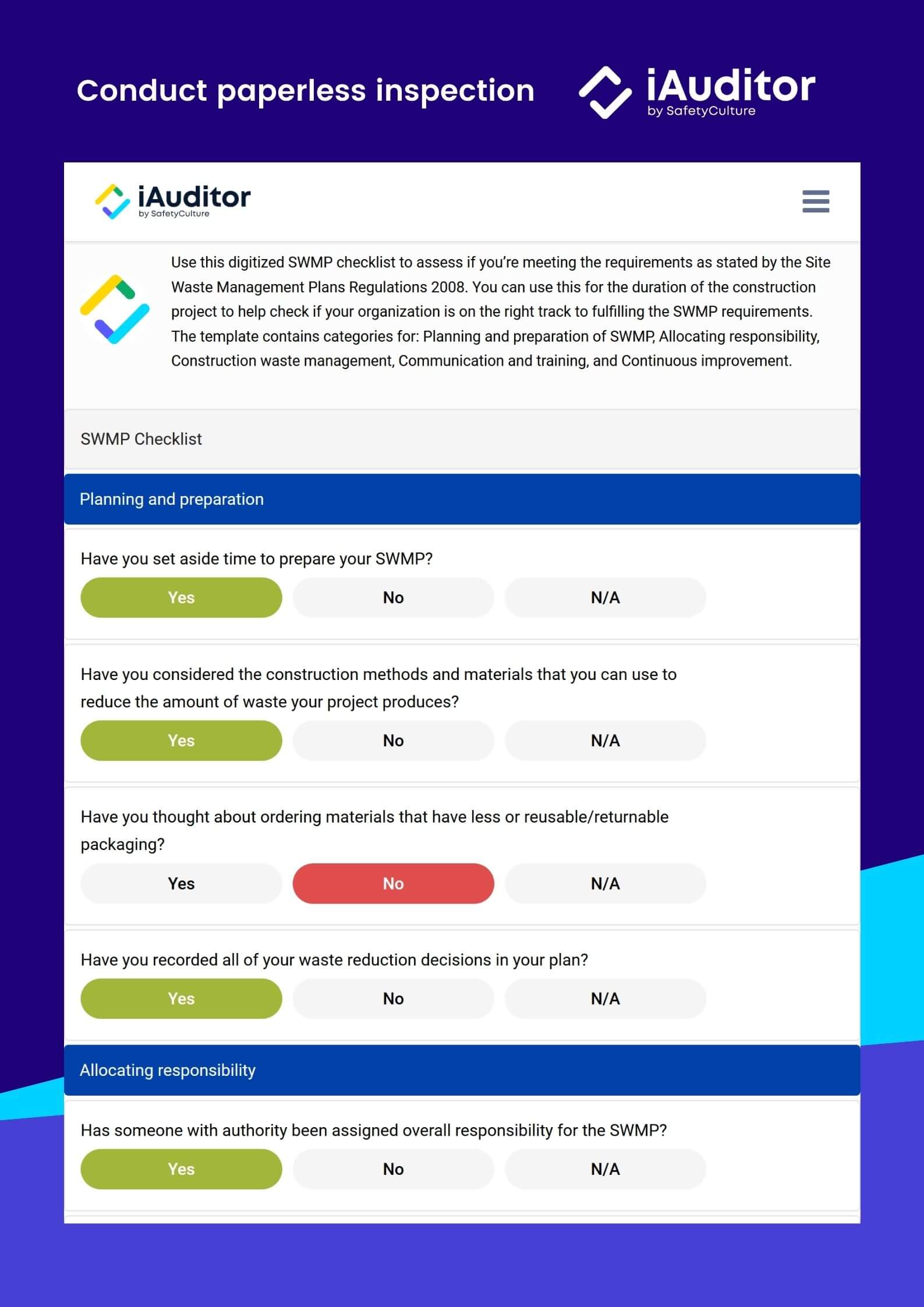 Modèle de plan de gestion des déchets | SafetyCulture (iAuditor)