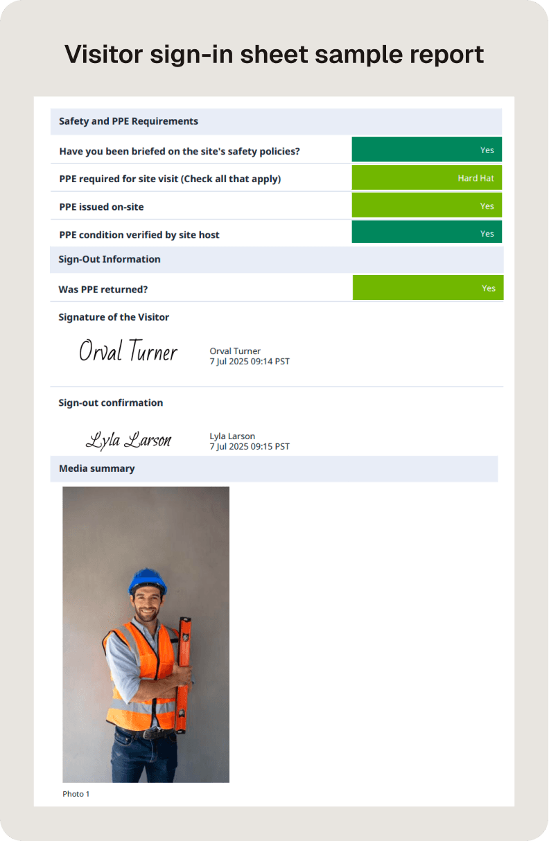 security visitor register format