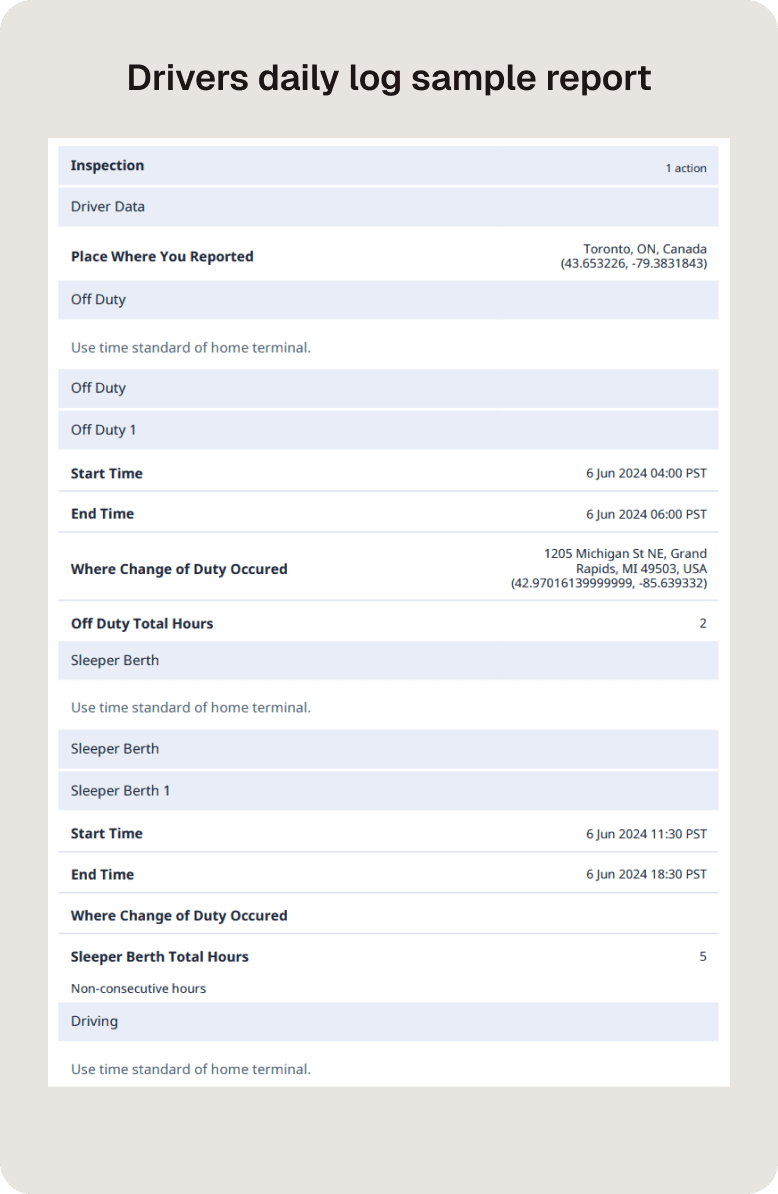 driver log book sample report