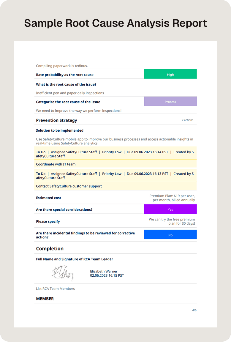 Root Cause Analysis Template PDF Report