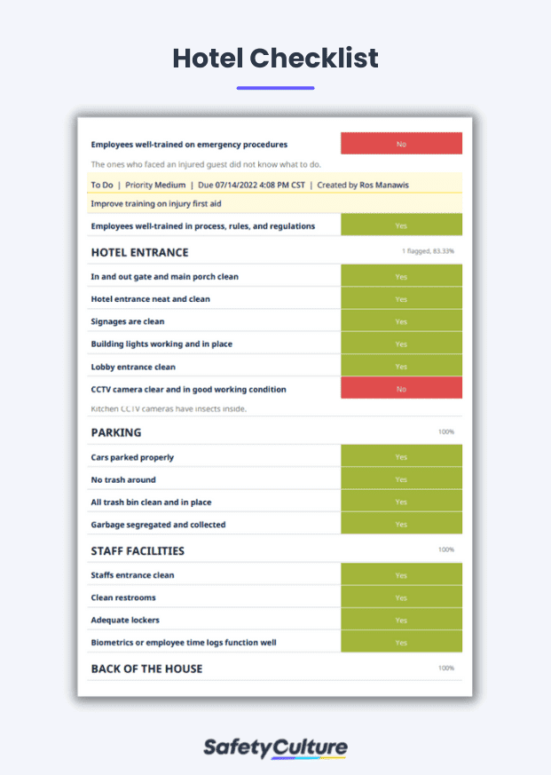 Hotel Checklist Template
