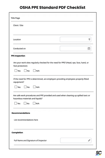 OSHA PPE Standard PDF Checklist