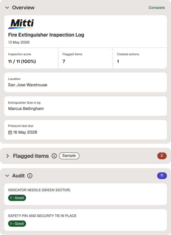 Fire Extinguisher Inspection Log