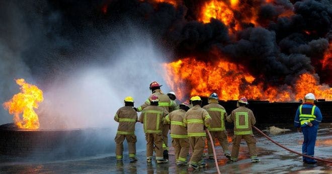 A group of fire fighters