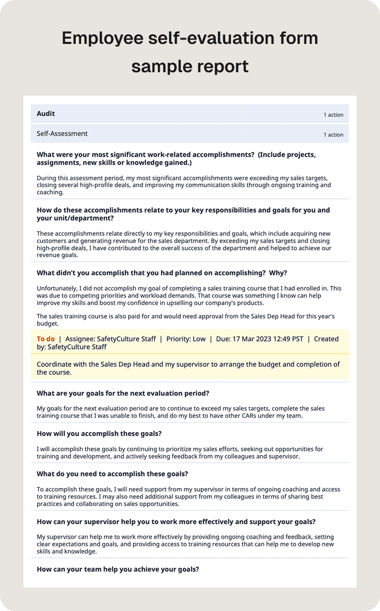 Self-Assessment Employee Evaluation Form PDF Image 2