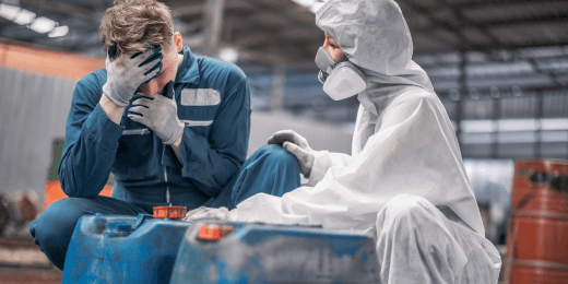 Workers having an allergy attack