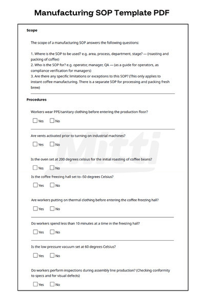 Manufacturing SOP Template PDF