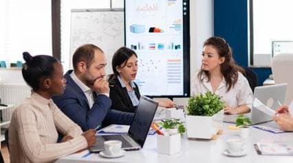 team discusses risk management strategy for a project