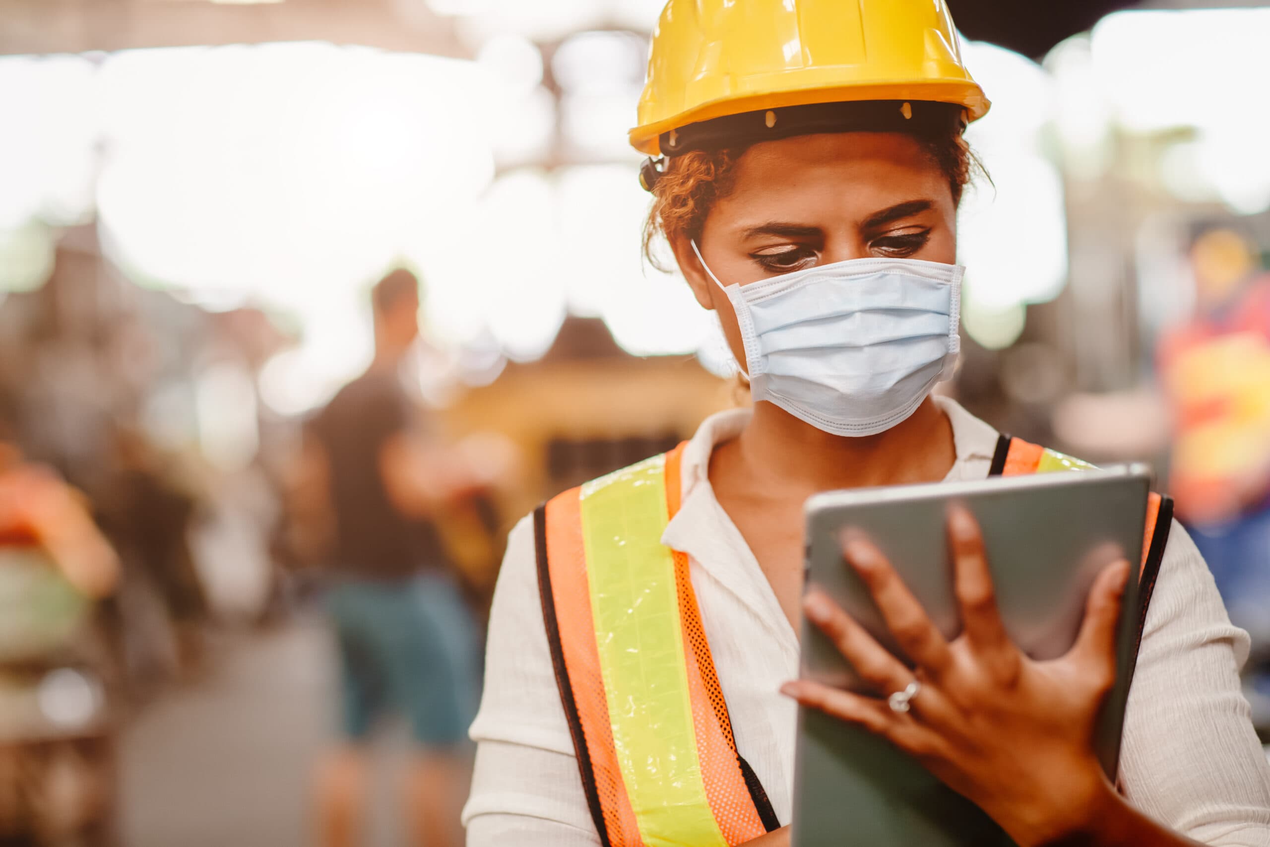 A safety manager doing checks using industrial hygiene software