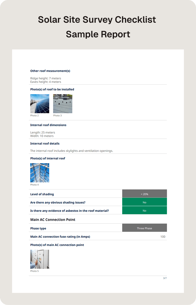 Solar Site Survey Checklist Sample Report
