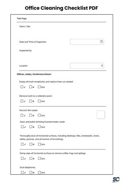 Office Cleaning Checklist PDF
