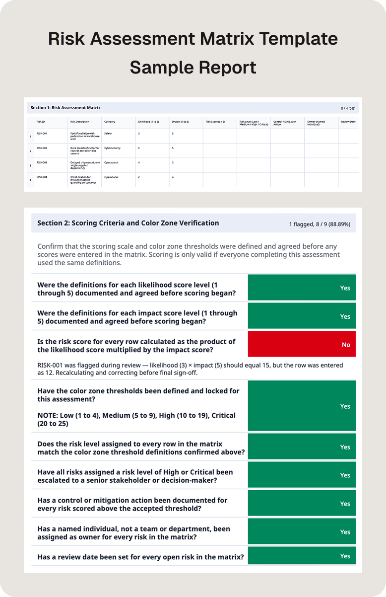 Risk Control Matrix Template PDF Image