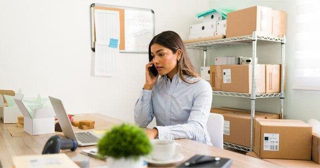 Woman talking to the manufacturing plant subsupplier