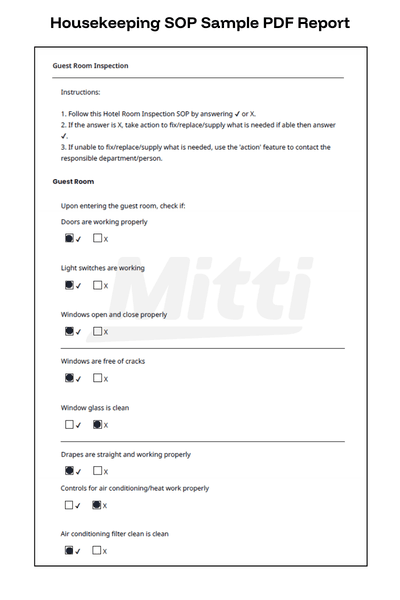 Housekeeping SOP Sample PDF Report
