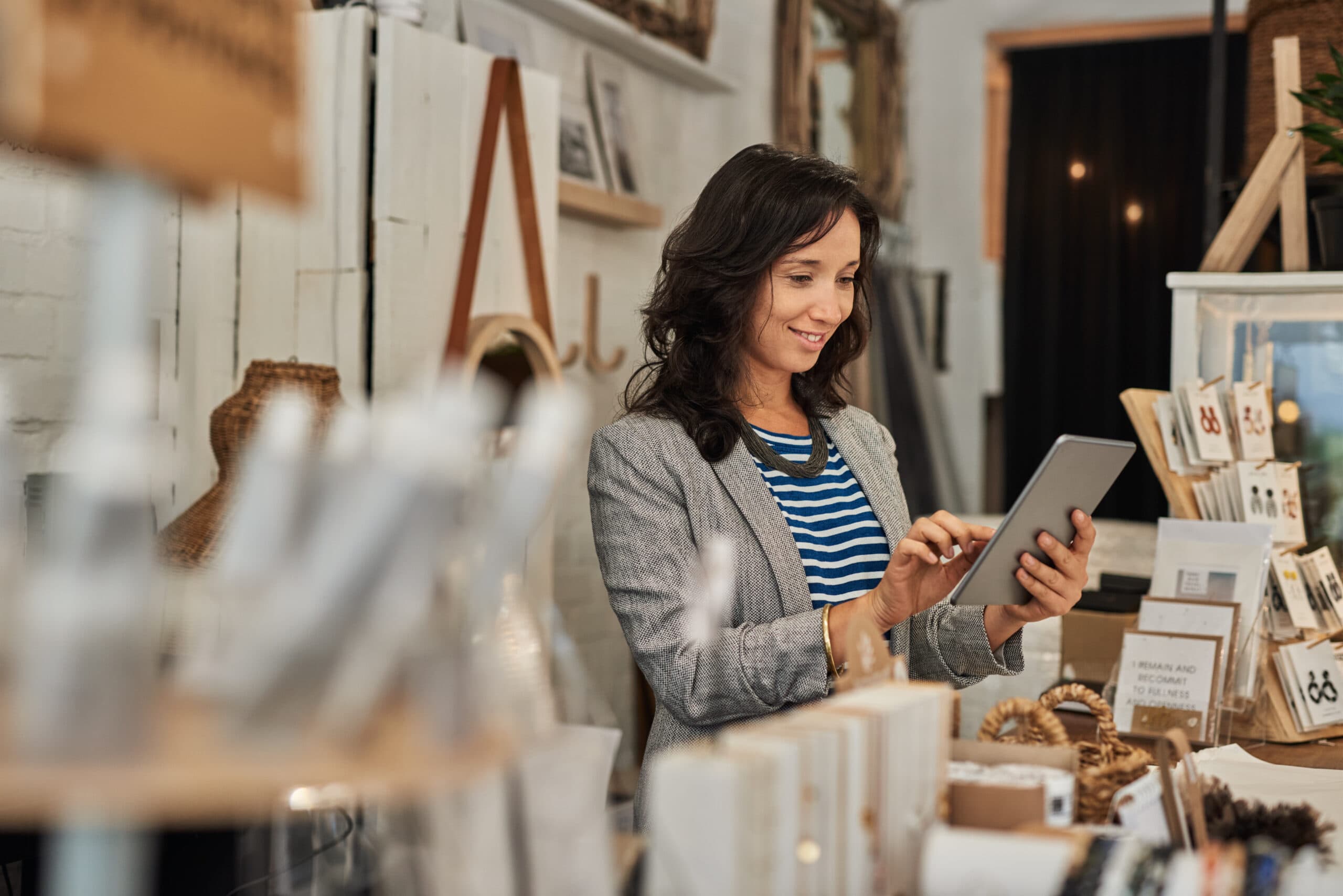 A manager using a retail operations software