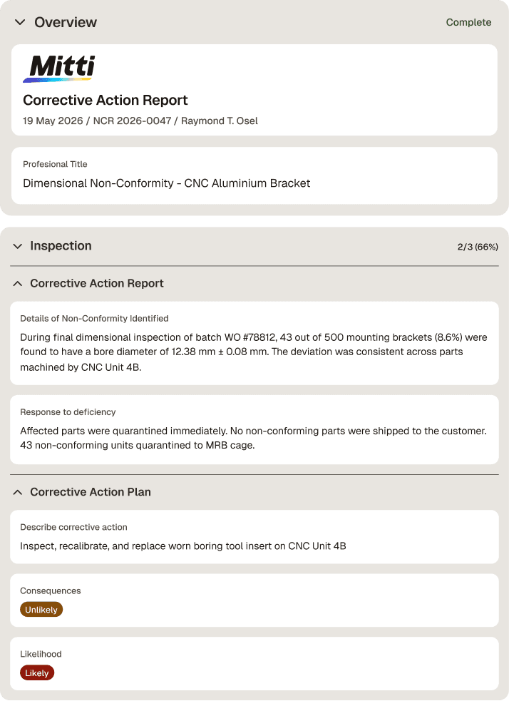 Corrective Action Report sample image