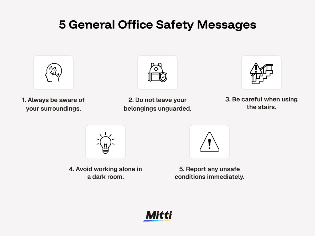 general office safety messages infographic