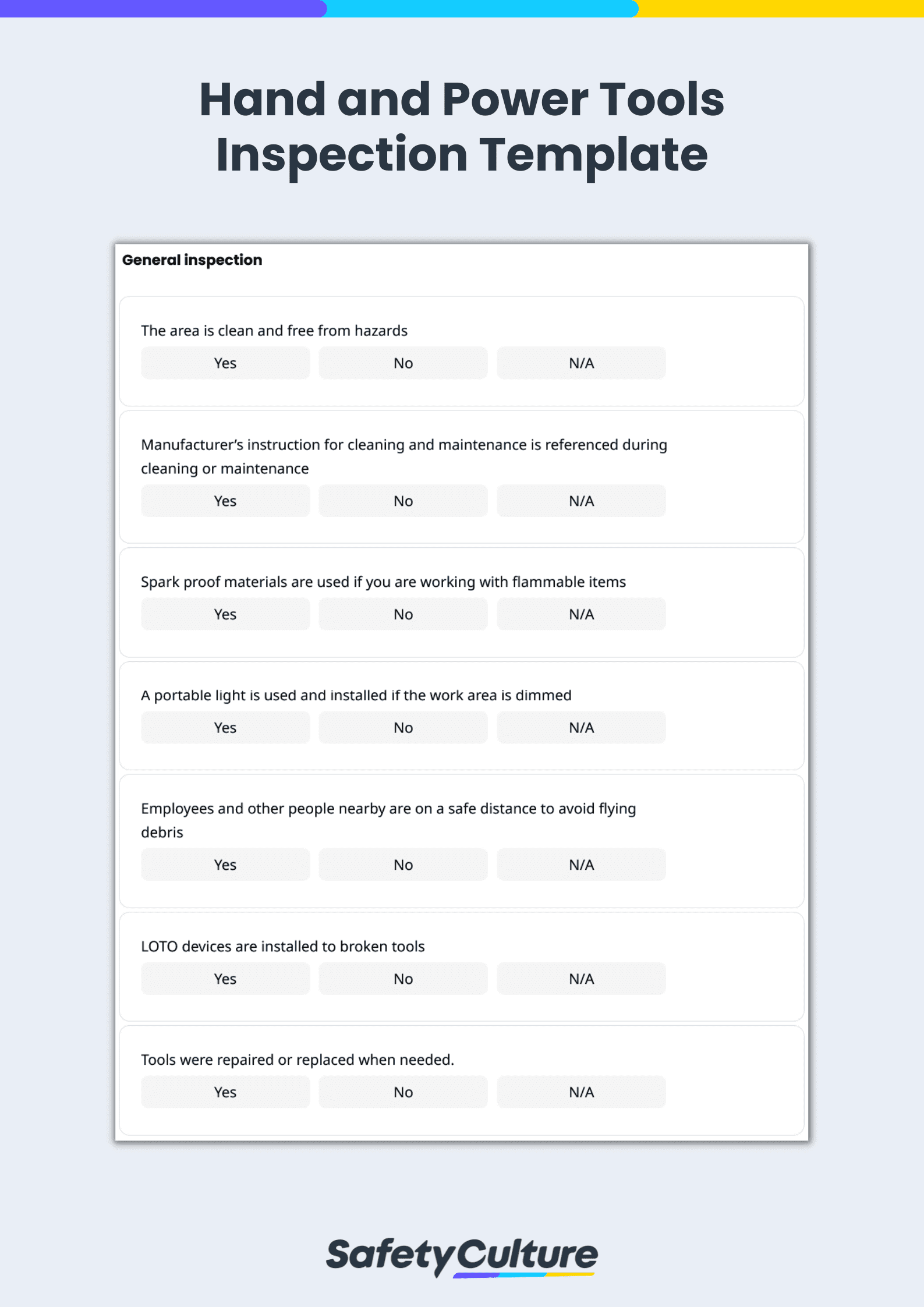 Hand and Power Tools Pre-use Inspection Checklist
