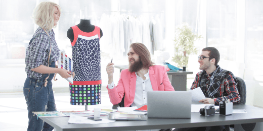 A team using retail project management software