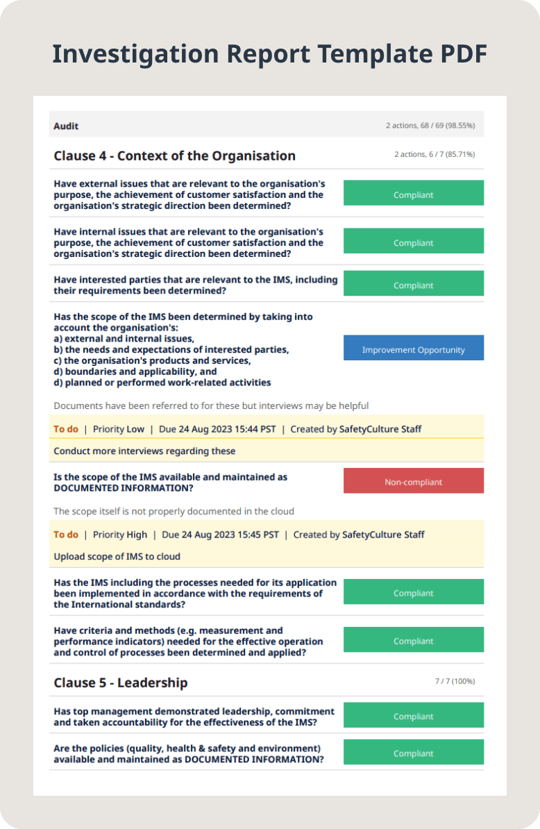 Investigation Report Template Sample PDF