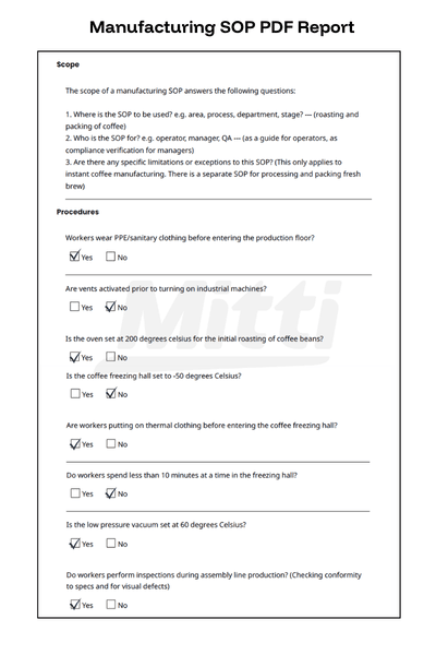 Manufacturing SOP Sample PDF Report