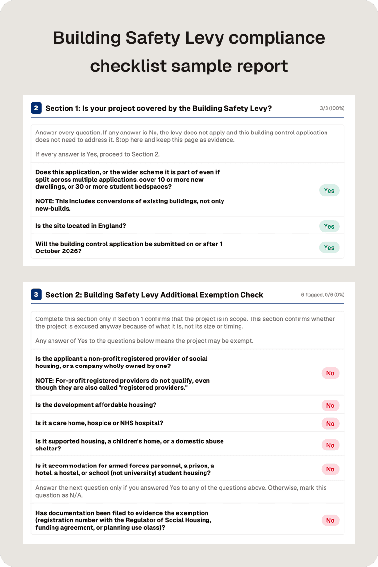 Building Safety Levy compliance checklist PDF Image