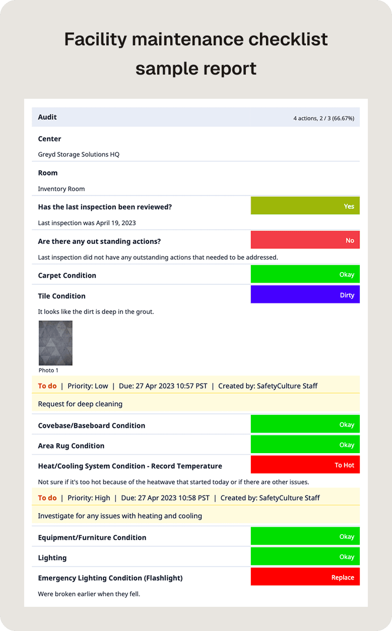 Facility Maintenance Checklist PDF Image