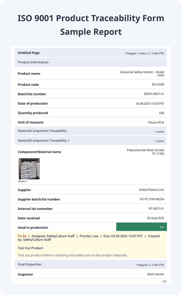 Free ISO 9001 Product Traceability Form | Mitti (by SafetyCulture)