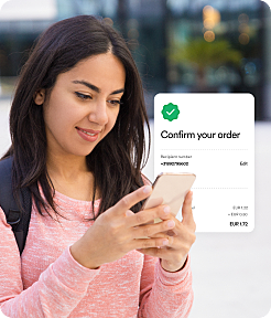 Content pretty student girl using smartphone 1