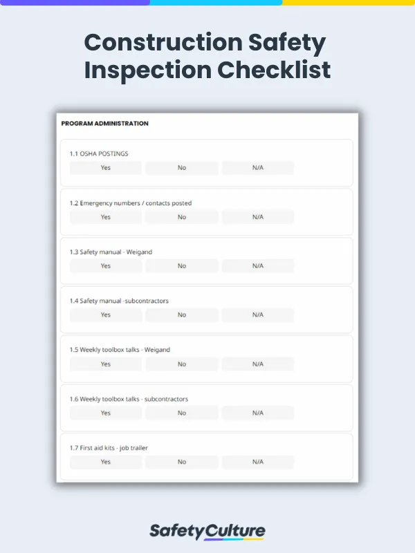 Construction Safety Inspection Checklist