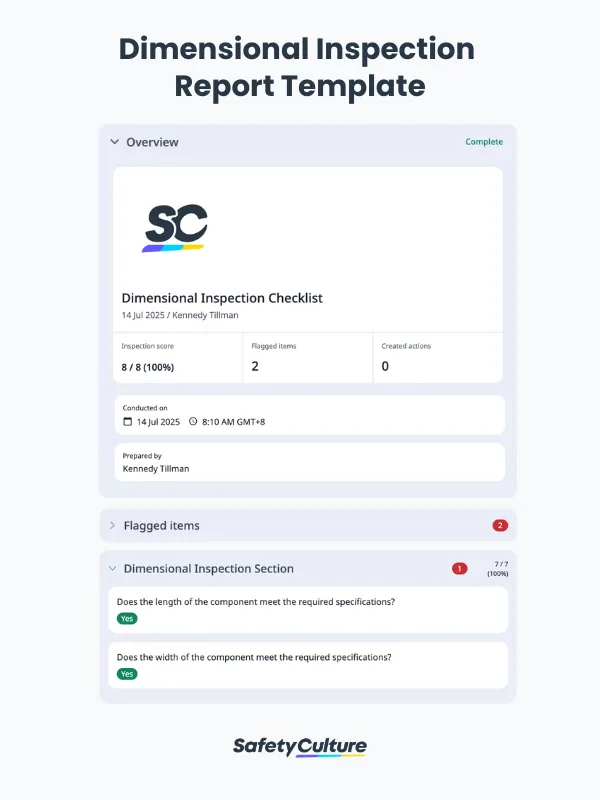 Dimensional Inspection Report Template