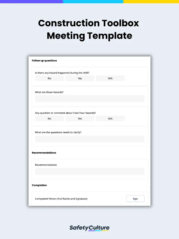Construction Toolbox Meeting Template