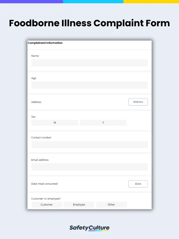 Foodborne Illness Complaint Form | SafetyCulture
