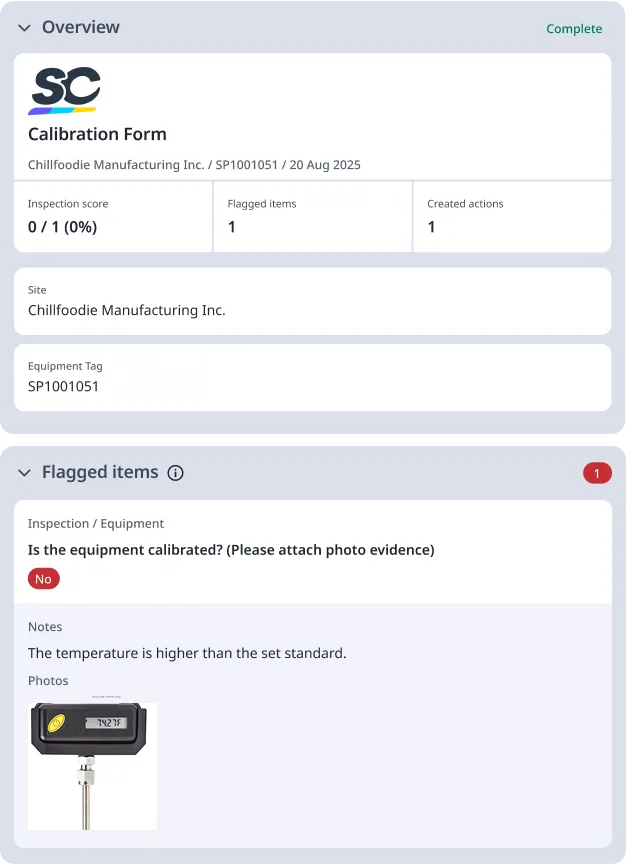 Formulario de calibración