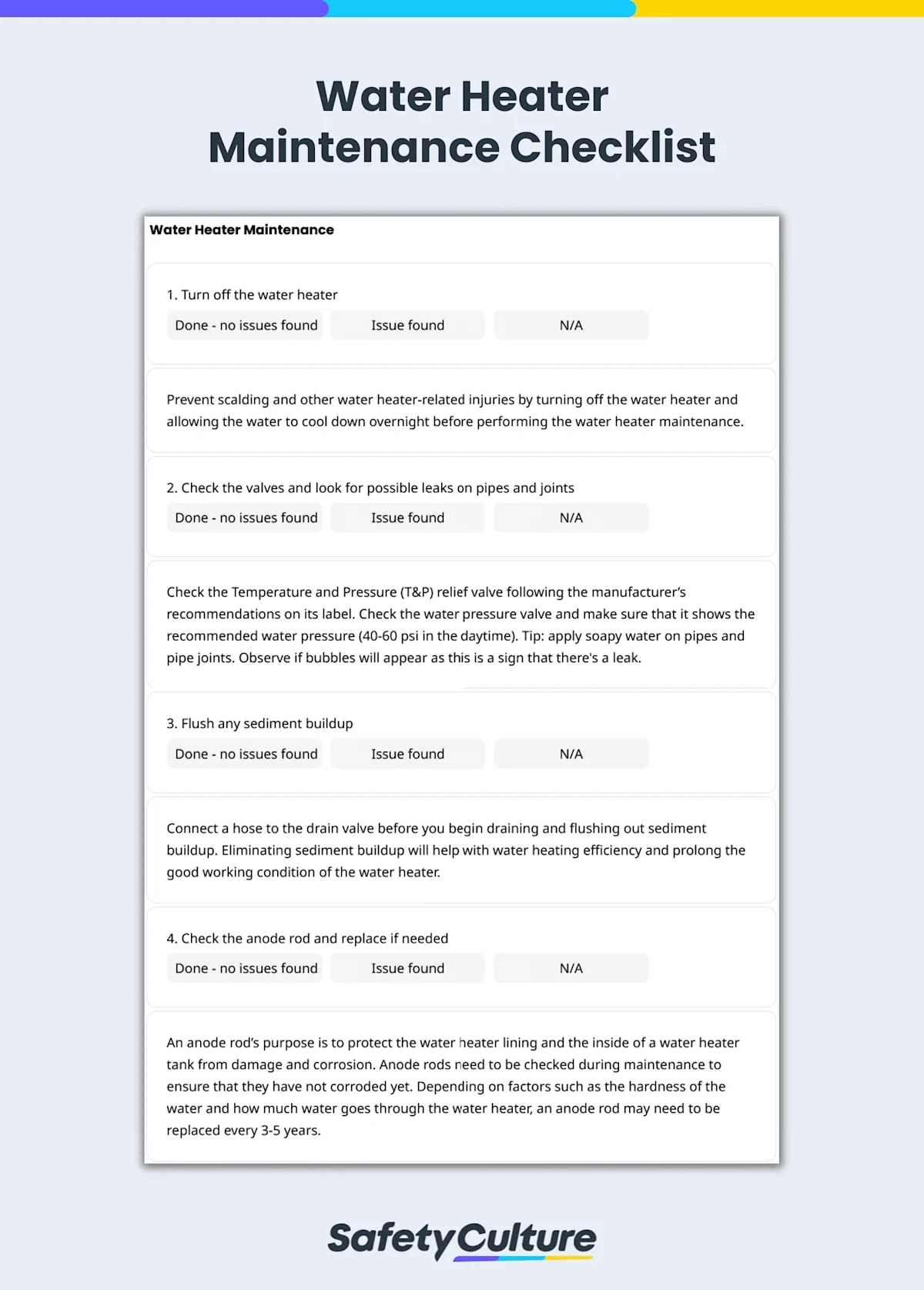 water heater maintenance checklist