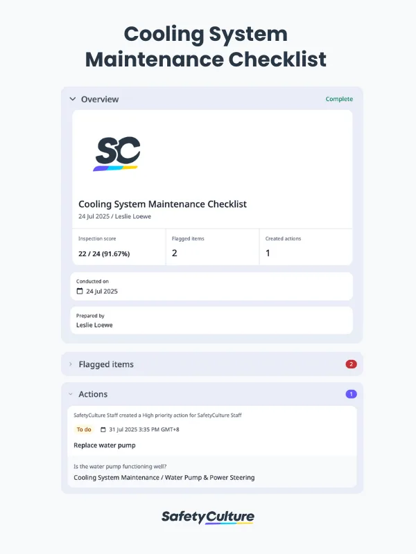 Cooling System Maintenance Checklist