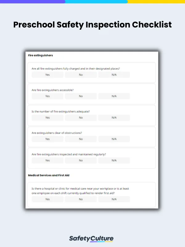 Preschool Safety Inspection Checklist