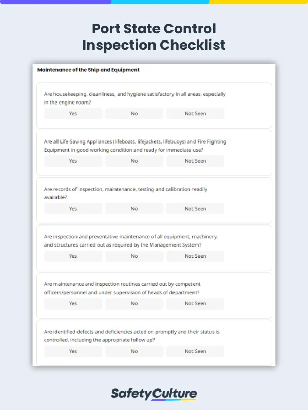 Port State Control Inspection Checklist