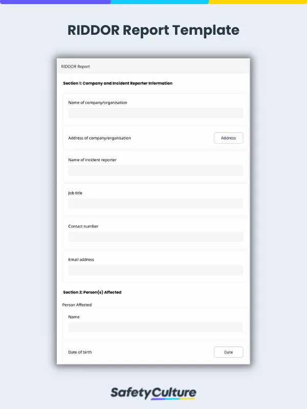 RIDDOR Report Template